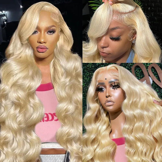 Hand-woven Front Lace Synthetic Wigs Golden Big Wave Long Curly Hair